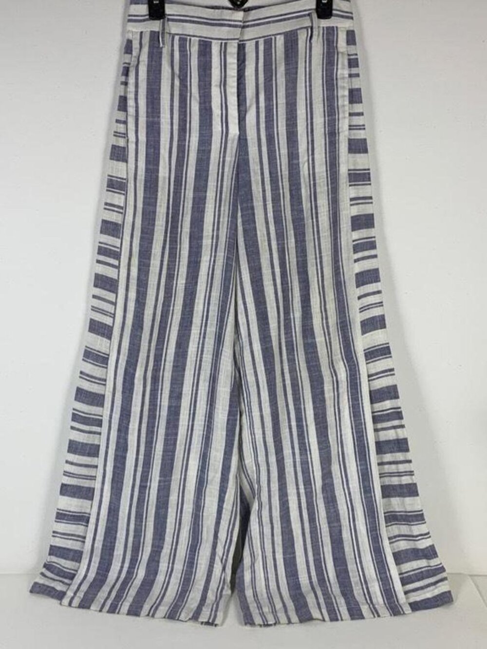 Chelsea & Theodore Striped Linen Pants - Chic White & Blue S/SM